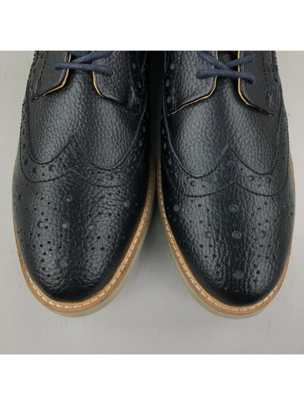 Weatherproof Vintage Shoes Men's Size 9M Wayne Black Leather Wingtip Oxfords